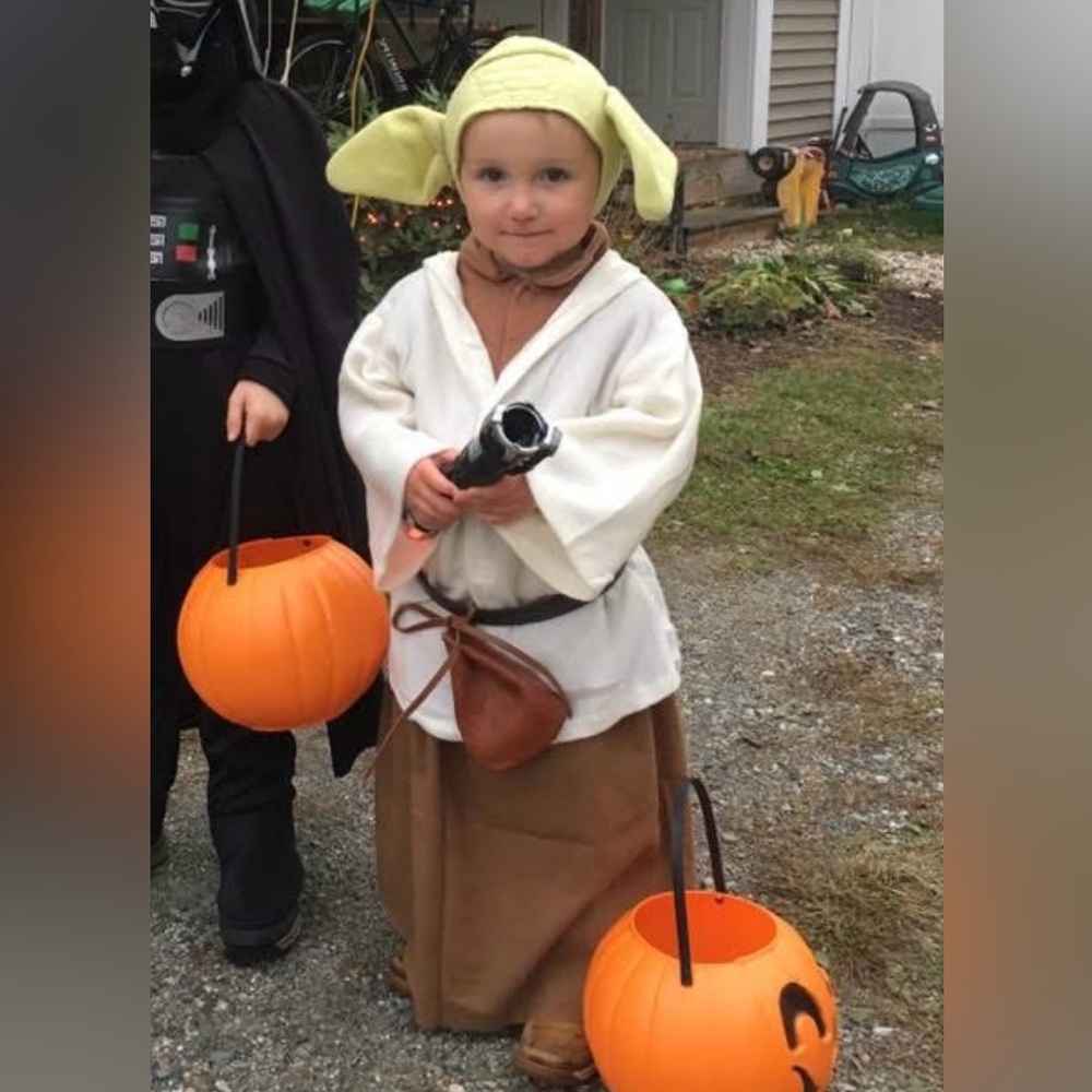 Star Wars Yoda Kids Costume with Green Ears and Brown Robe